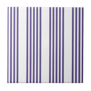 Ultra violet and white five stripe pattern tile