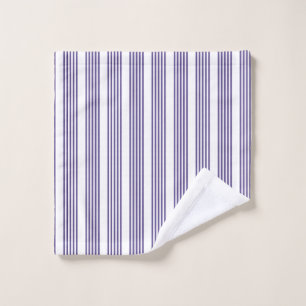 Ultra violet and white five stripe pattern wash cloth