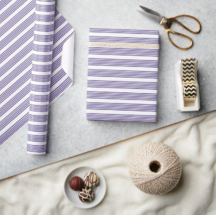Ultra violet and white five stripe pattern wrapping paper