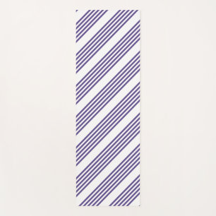 Ultra violet and white five stripe pattern yoga mat