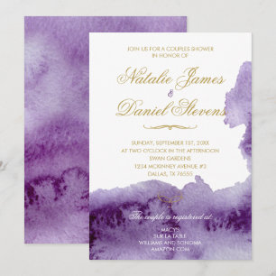 Ultra Violet Aquarelle Couples Douche Invitation