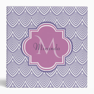Ultra Violet Arched Scallops Orchid Monogram Name Binder