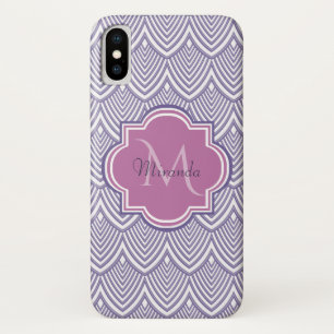 Ultra Violet Arched Scallops Orchid Monogram Name Case-Mate iPhone Case