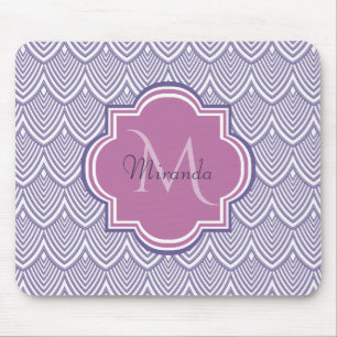 Ultra Violet Arched Scallops Orchid Monogram Name Mouse Pad