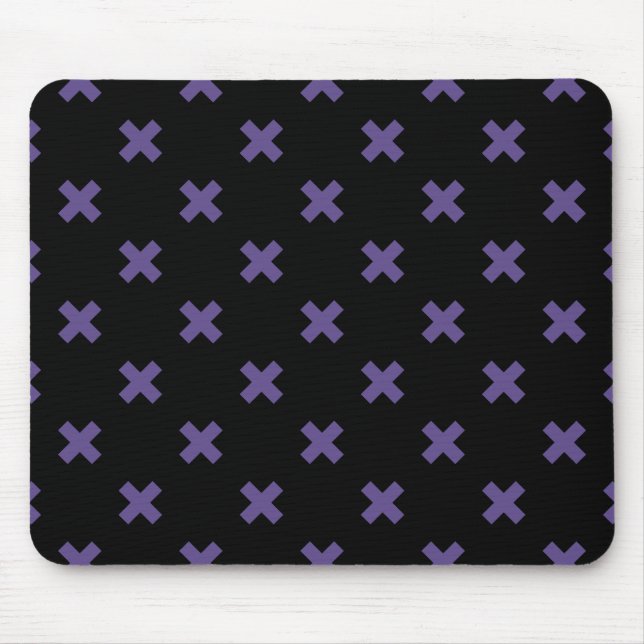 Ultra violet cross stitches on black mouse pad (Front)