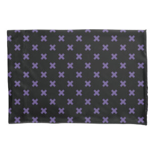 Ultra violet cross stitches on black pillowcase