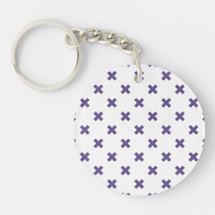 Ultra violet cross stitches on white keychain