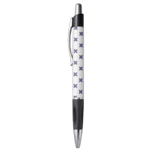 Ultra violet cross stitches on white pen