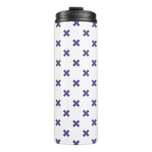 Ultra violet cross stitches on white thermal tumbler