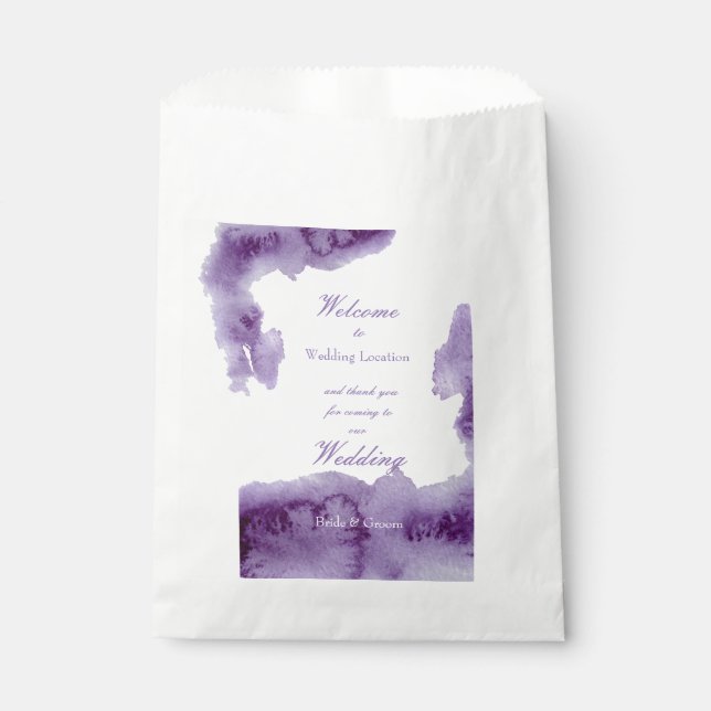 Ultra Violet Elegant Watercolor Wedding Favour Bag (Front)