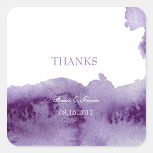 Ultra Violet Elegant Watercolor Wedding Square Sticker