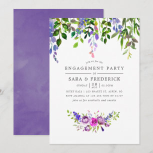 Ultra Violet Floral Engagement Party Invitation