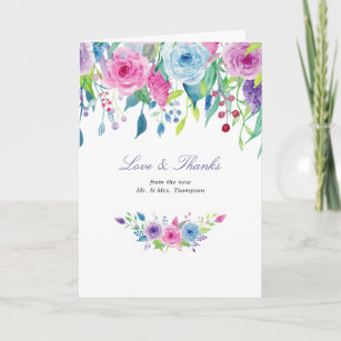 Ultra Violet Floral Photo Thank You Card