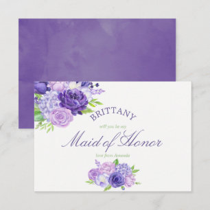 Ultra Violet Floral Will You Be My Maid of Honour Invitation