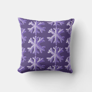 Ultra Violet Fluffy Snowflake Pattern Throw Pillow