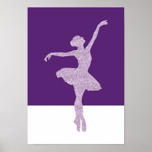 Ultra violet glitter ballerina modern art poster