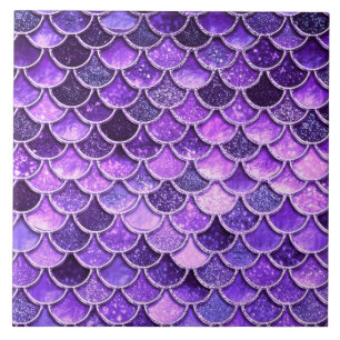 Ultra Violet Glitter Mermaid Scales Tile