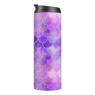Ultra Violet & Gold Mermaid Scale Pattern Thermal Tumbler