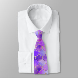 Ultra Violet & Gold Mermaid Scale Pattern Tie