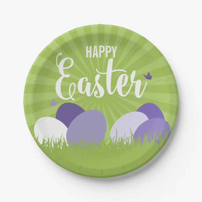 Ultra Violet & Green Easter Paper Plate (Front)
