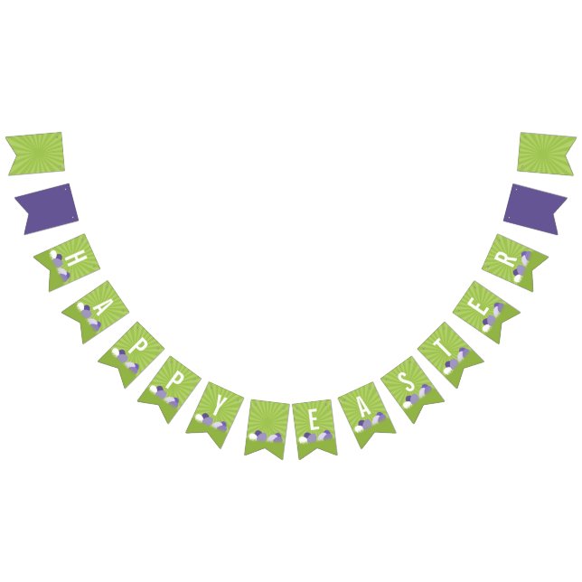 Ultra Violet & Green Happy Easter Bunting Banner (All)