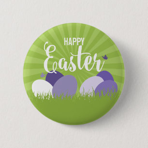 Ultra Violet & Green Happy Easter Button