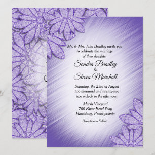 Ultra Violet Hue Floral Wedding Invitation
