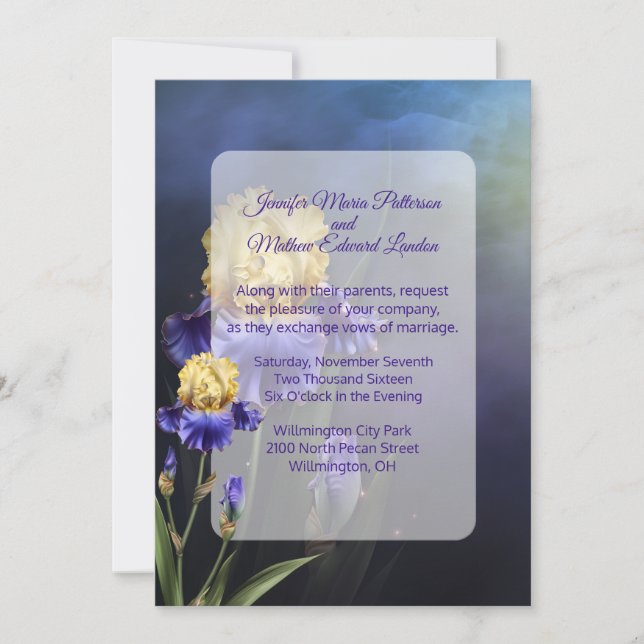 Ultra Violet Iris Wedding Invitation (Front)