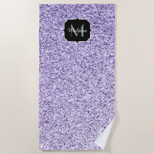 Ultra violet light purple glitter sparkle Monogram Beach Towel