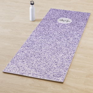 Ultra violet light purple glitter sparkle Monogram Yoga Mat