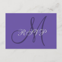 Ultra Violet Monogram Elegant Wedding RSVP Card