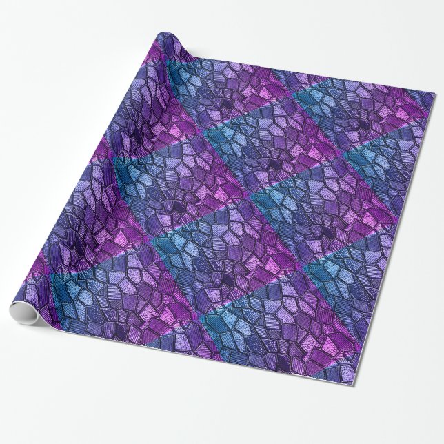 Ultra Violet Mosaic Glass Wrapping Paper (Unrolled)