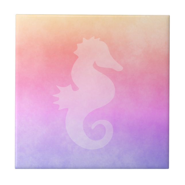 Ultra violet peach purple golden gradient seahorse tile (Front)