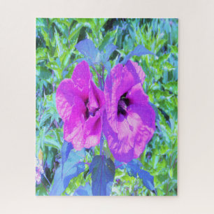 Ultra-Violet Plum Crazy Purple Hibiscus Flowers Jigsaw Puzzle