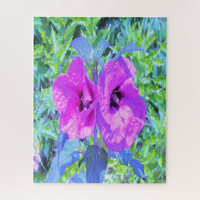 Ultra-Violet Plum Crazy Purple Hibiscus Flowers Jigsaw Puzzle (Vertical)