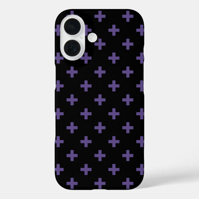 Ultra violet polka crosses on black Case-Mate iPhone case (Back)
