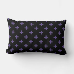 Ultra violet polka crosses on black lumbar pillow