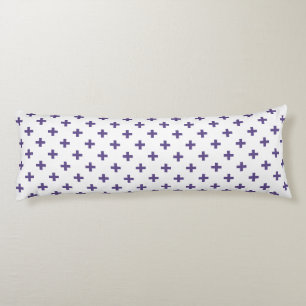 Ultra violet polka crosses on white body pillow