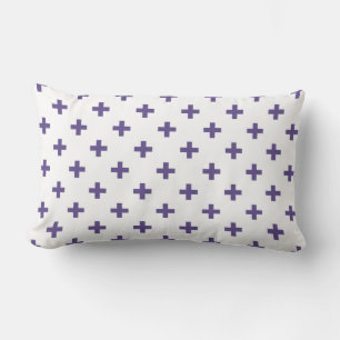Ultra violet polka crosses on white lumbar pillow