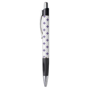 Ultra violet polka crosses on white pen