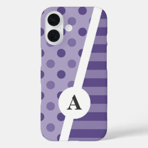 Ultra Violet Polka Dot and Stripe Pattern iPhone 16 Case