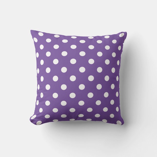 Ultra Violet Polka Dot Throw Pillow (Front)