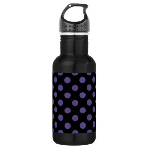 Ultra violet polka dots on black 532 ml water bottle