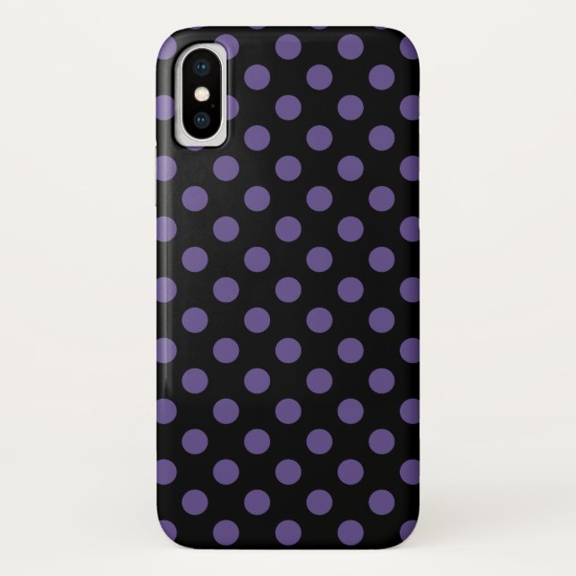 Ultra violet polka dots on black Case-Mate iPhone case (Back)