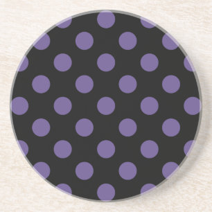 Ultra violet polka dots on black coaster