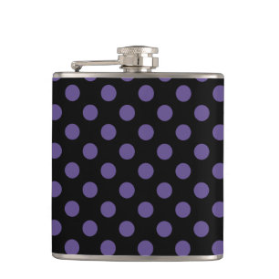 Ultra violet polka dots on black hip flask