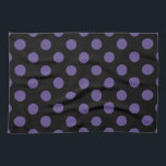 Ultra violet polka dots on black kitchen towel<br><div class="desc">Pantone's colour of the year for 2018 is ultra violet.</div>
