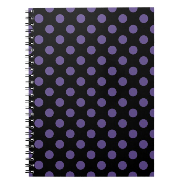 Ultra violet polka dots on black notebook (Front)