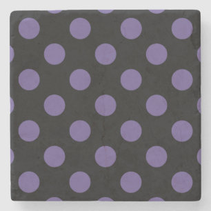 Ultra violet polka dots on black stone coaster