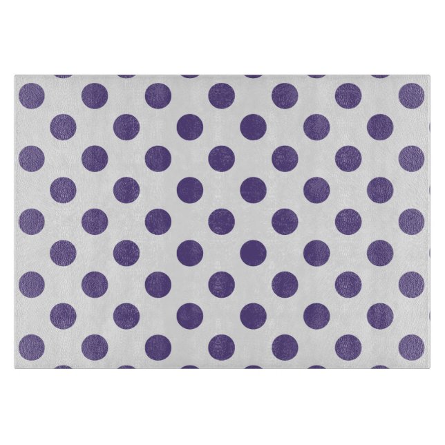 Ultra violet polka dots on white cutting board (Front)